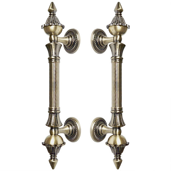Puxador Duplo Classic 260mm Bronze Antigo Porta Pivotante Correr Passagem Madeira Vidro Colonial Clássico Rústico