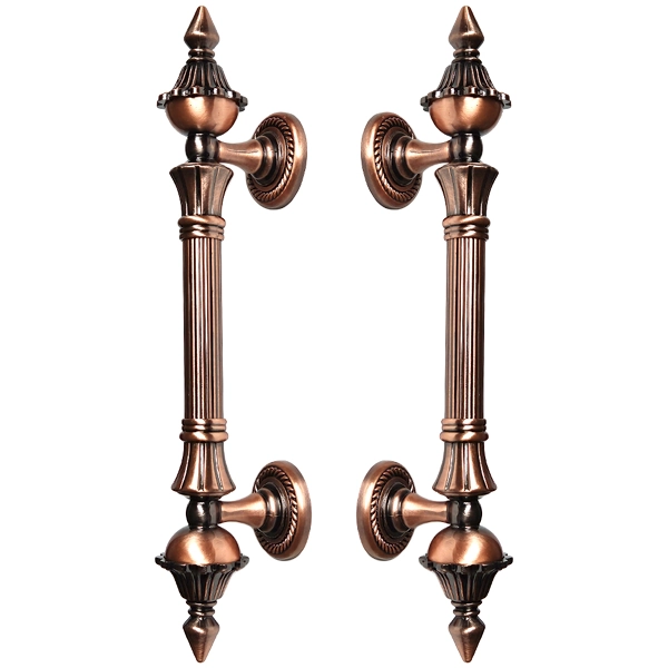 Puxador Duplo Classic 260mm Cobre Antigo Porta Pivotante Correr Passagem Madeira Vidro Colonial Clássico Rústico
