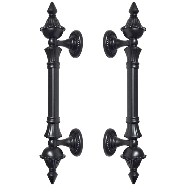 Puxador Duplo Classic 260mm Preto Fosco Porta Pivotante Correr Passagem Madeira Vidro Colonial Clássico Rústico