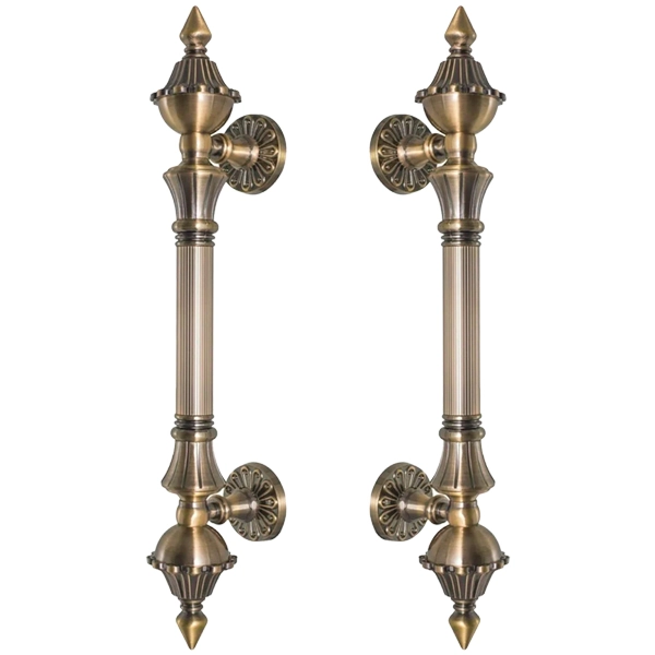 Puxador Duplo Classic 335mm Bronze Antigo Porta Pivotante Correr Passagem Madeira Vidro Colonial Clássico Rústico