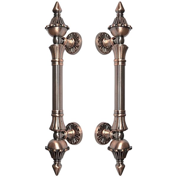 Puxador Duplo Classic 335mm Cobre Antigo Porta Pivotante Correr Passagem Madeira Vidro Colonial Clássico Rústico