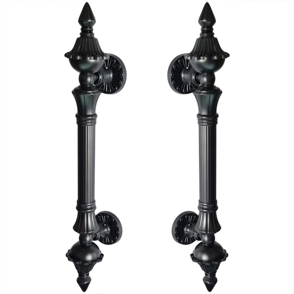 Puxador Duplo Classic 335mm Preto Fosco Porta Pivotante Correr Passagem Madeira Vidro Colonial Clássico Rústico