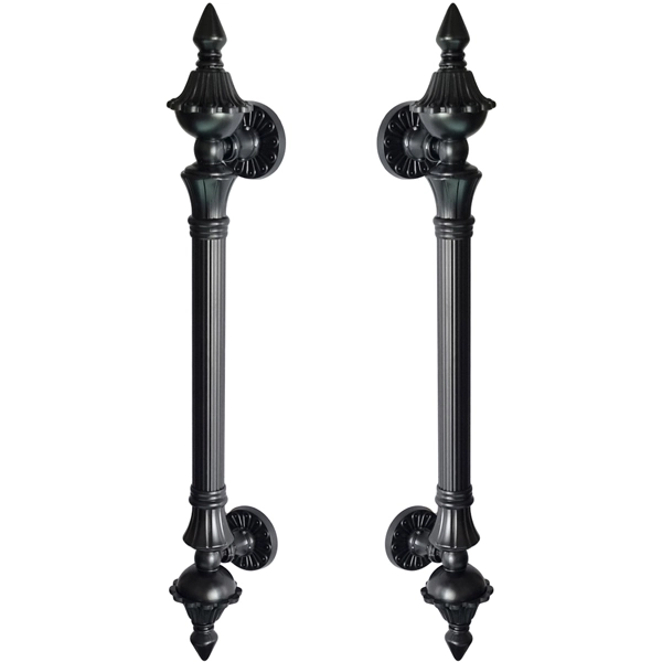 Puxador Duplo Classic 530mm Preto Fosco Porta Pivotante Correr Passagem Madeira Vidro Colonial Clássico Rústico