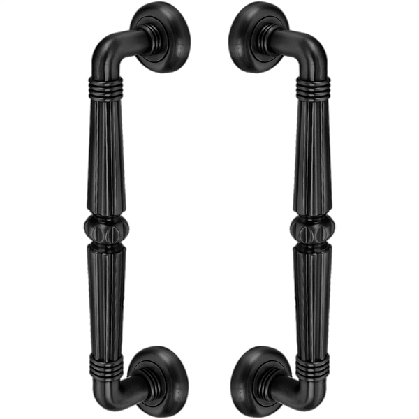 Puxador Duplo Victoria 305mm Preto Fosco Porta Pivotante Correr Passagem Madeira Vidro Colonial Clássico Rústico
