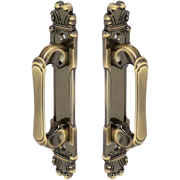 Puxador Duplo Mozart 280mm Bronze Antigo Porta Pivotante Correr Passagem Madeira Vidro Colonial Clássico Rústico