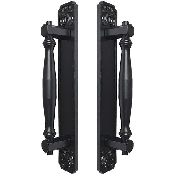 Puxador Duplo Strauss 250mm Preto Fosco Porta Pivotante Correr Passagem Madeira Vidro Colonial Clássico Rústico