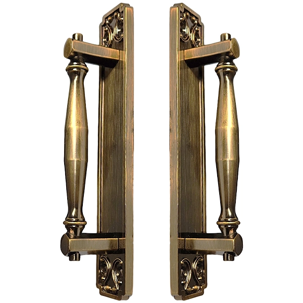 Puxador Duplo Strauss 250mm Café Antigo Porta Pivotante Correr Passagem Madeira Vidro Colonial Clássico Rústico