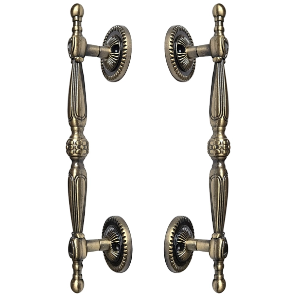 Puxador Duplo Berlin 280mm Bronze Antigo Porta Pivotante Correr Passagem Madeira Vidro Colonial Clássico Rústico