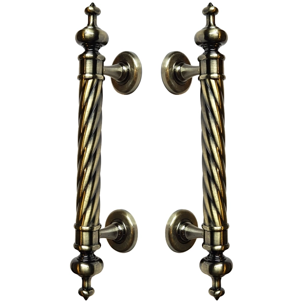 Puxador Duplo Napoli 305mm Bronze Antigo Porta Pivotante Correr Passagem Madeira Vidro Colonial Clássico Rústico