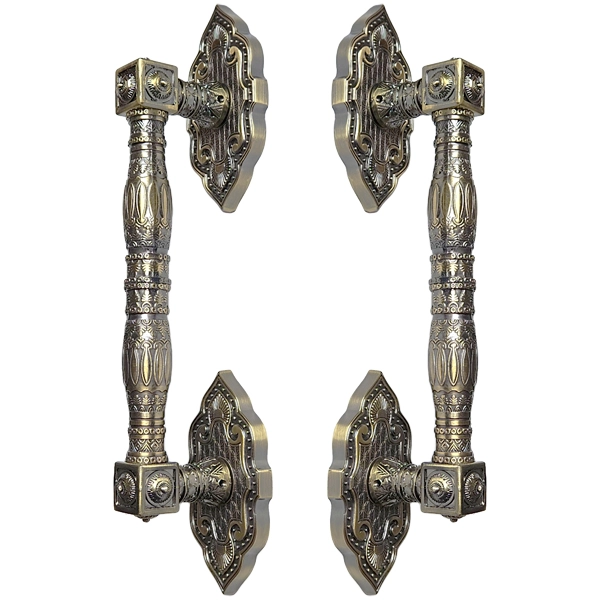 Puxador Duplo Vienna 368mm Bronze Antigo Porta Pivotante Correr Passagem Madeira Vidro Colonial Clássico Rústico