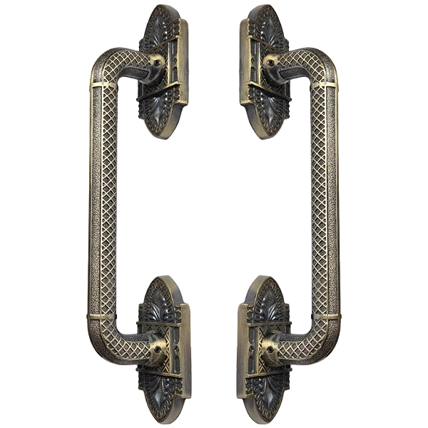 Puxador Duplo Petrus 350mm Bronze Antigo Porta Pivotante Correr Passagem Madeira Vidro Colonial Clássico Rústico