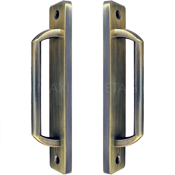 Puxador Duplo Colonial Porta Correr Madeira Rústico 148mm  London Bronze Antigo