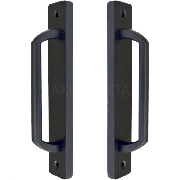 Puxador Duplo Colonial Porta Correr Madeira Rústico 148mm  London Preto Fosco