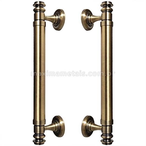 Puxador Duplo Porta Pivotante Correr Rústico Davinci 300mm Bronze Antigo