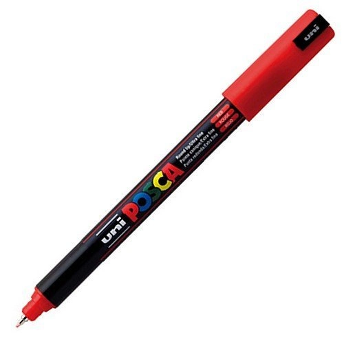 Uni Posca Marker Pc 1mr Paint Glass Pen Extra Fine Bullet Tip 0.7mm Red