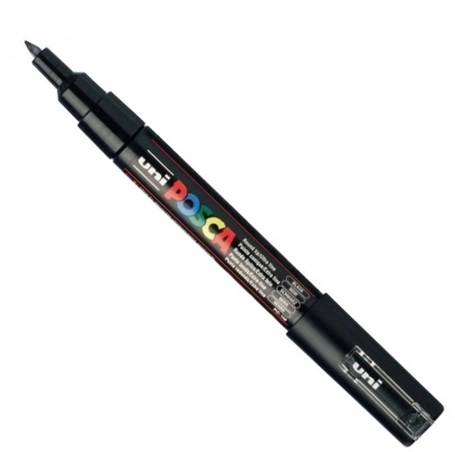 Uni Posca Marker Pc 1mr Paint Glass Pen Extra Fine Bullet Tip 0.7mm Black