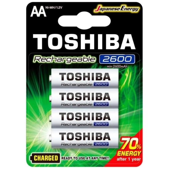 Pilha Recarregável Aa 1,2v 2600mah Tnh6gae Toshiba (cartela Com 4 Unid.)