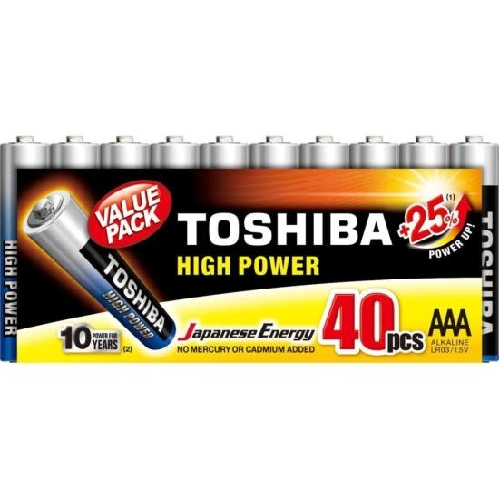 Pilha Alcalina Aaa 1,5v Lr03gcp (c/40 Pilhas) toshiba