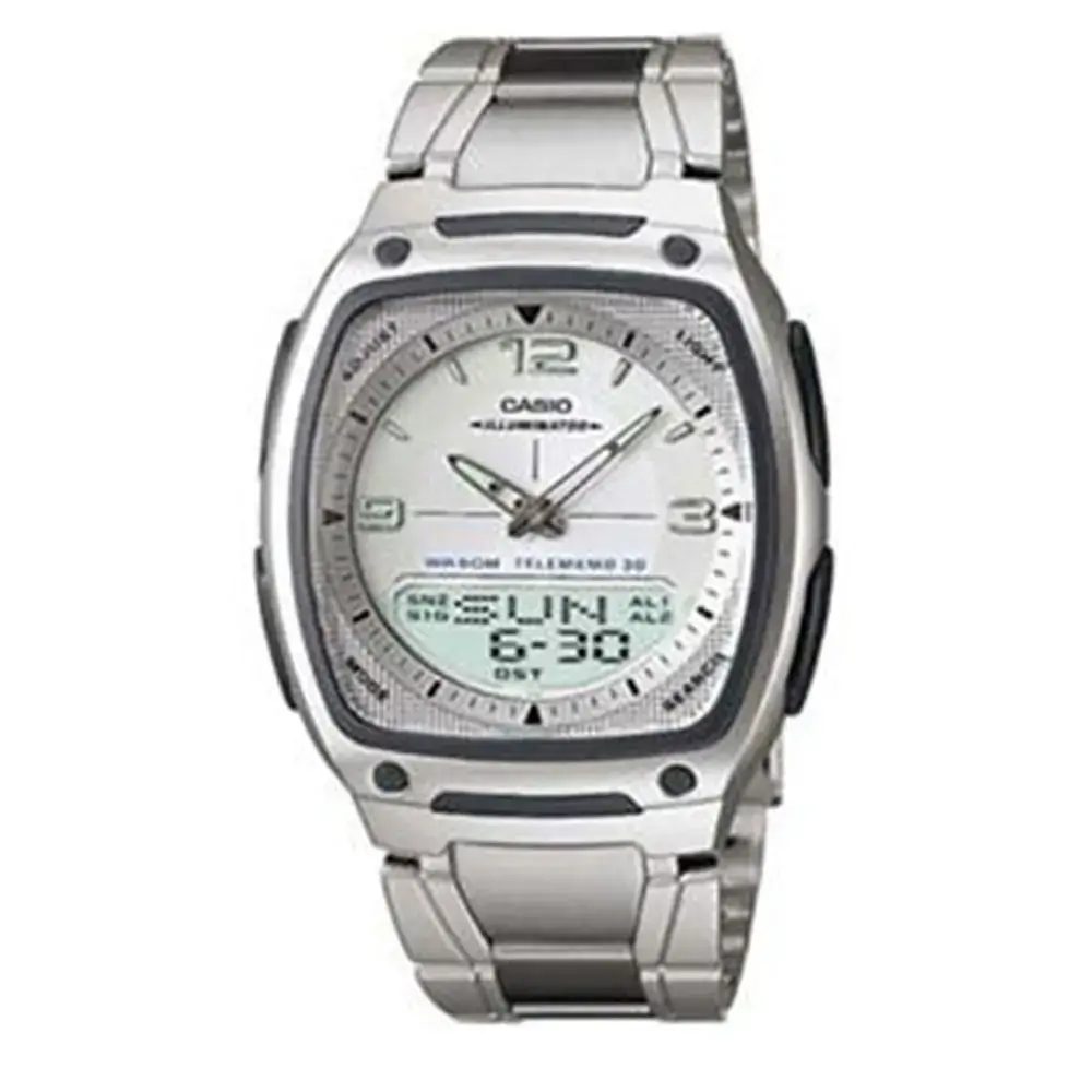 Relógio Masculino Anadigi Casio Standard Aw 81d 7av Inox/branco