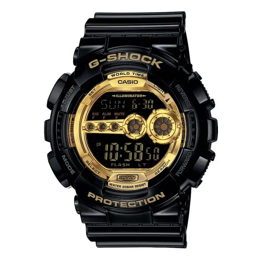 Casio Men S Gd100gb 1 Black Resin Quartz Watch With Gold Dial Casio