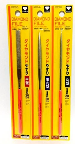 20cm X 3pc Diamond Guitar Nut File / Hobby Files, Flat Half Round Round