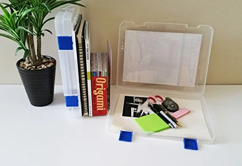 2 Pack Clear Thick Document Cases, File Organizers, Multi Functional Containers A4 Clear/blue