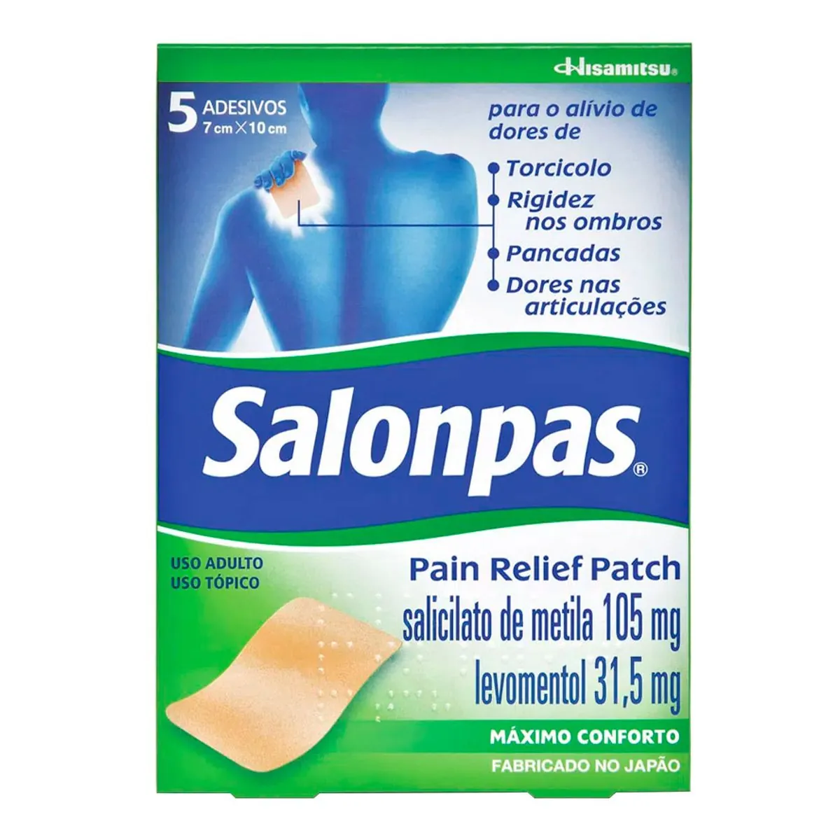 Adesivos Salonpas Pain Relief Patch com 5 Unidades