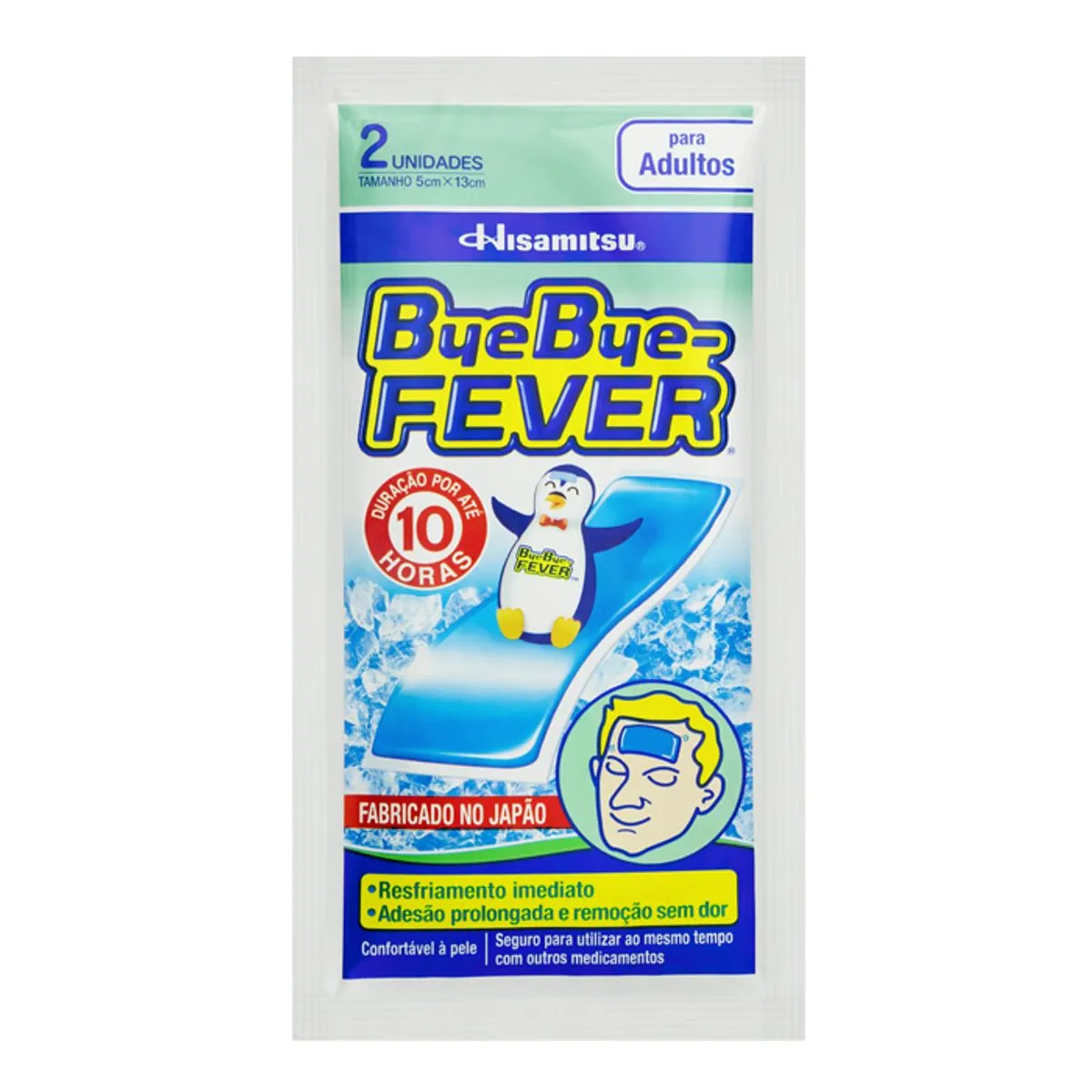 Adesivo Para Alívio Da Febre Bye Bye Fever Adulto De 5x13cm Hisamitsu 2un