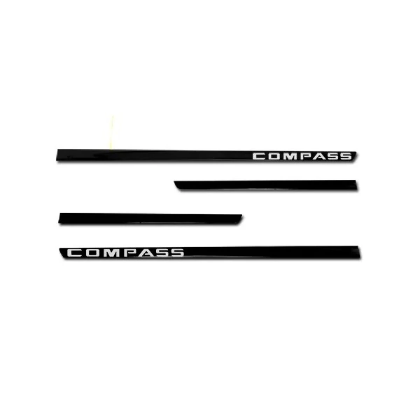 Friso Lateral JEEP COMPASS Slim Preto com Nome 4 Peças - SHEK PARTS 17164PTO