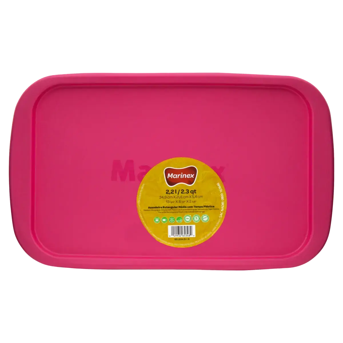 Assadeira Retangular Com Tampa Rosa 2,2l Marinex Média