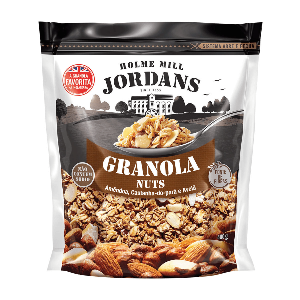 Granola com Amêndoas, Castanhas do Pará e Avelã HOME MILL JORDANS 400g