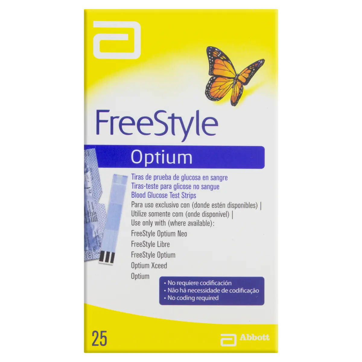 Tira Para Teste De Glicemia Freestyle Optium Caixa 25 Unidades