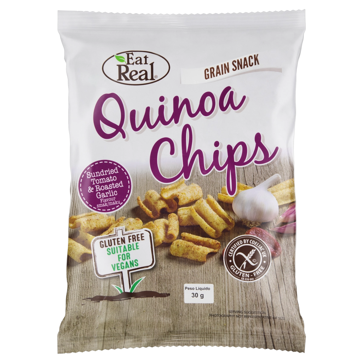 Chips De Quinoa Tomate Seco Alho Tostado Eat Real Pacote 30g