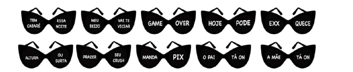Oculos Gatinho Preto C/frases Sortidas