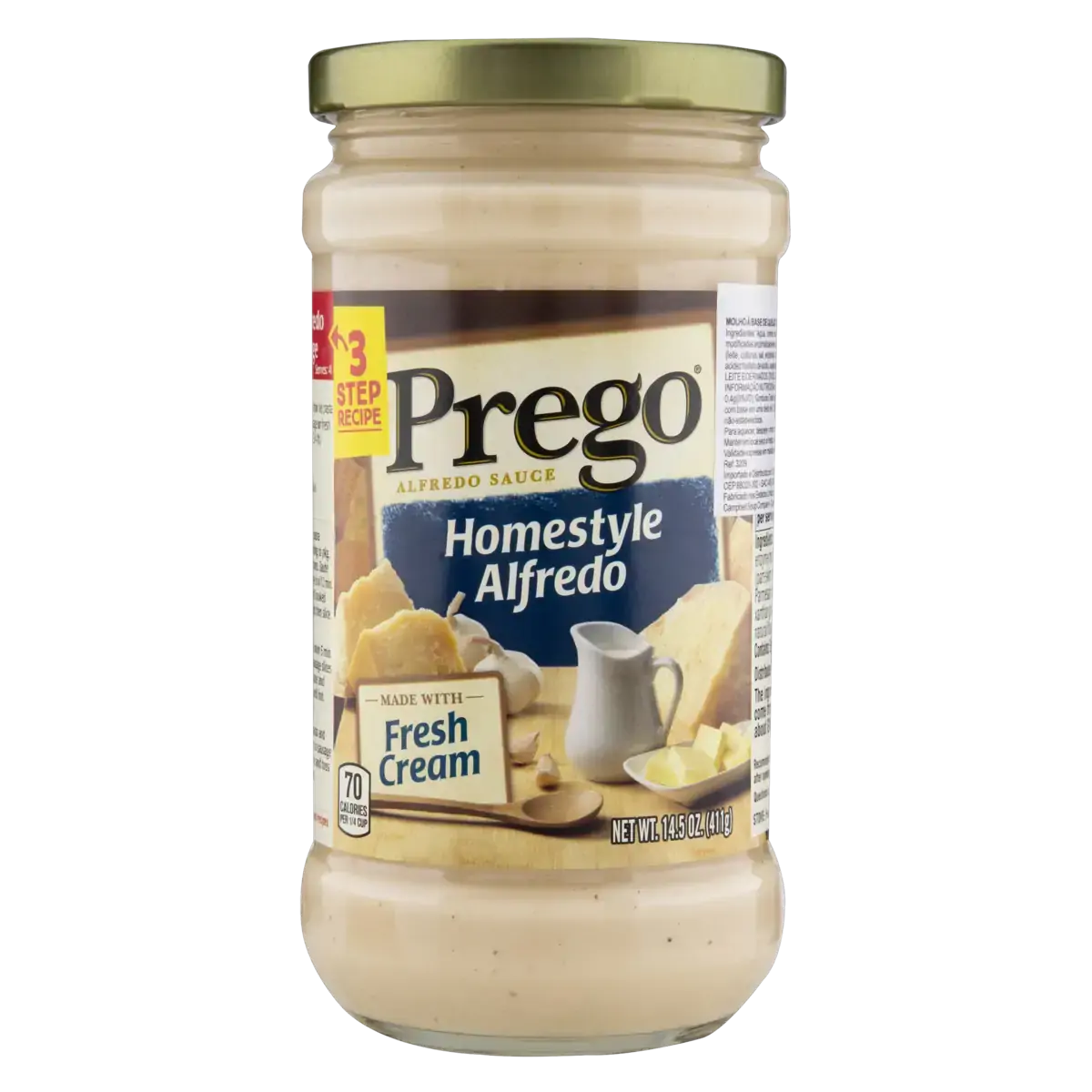 Molho à Base De Queijo Com Vinho Prego Vidro 411g