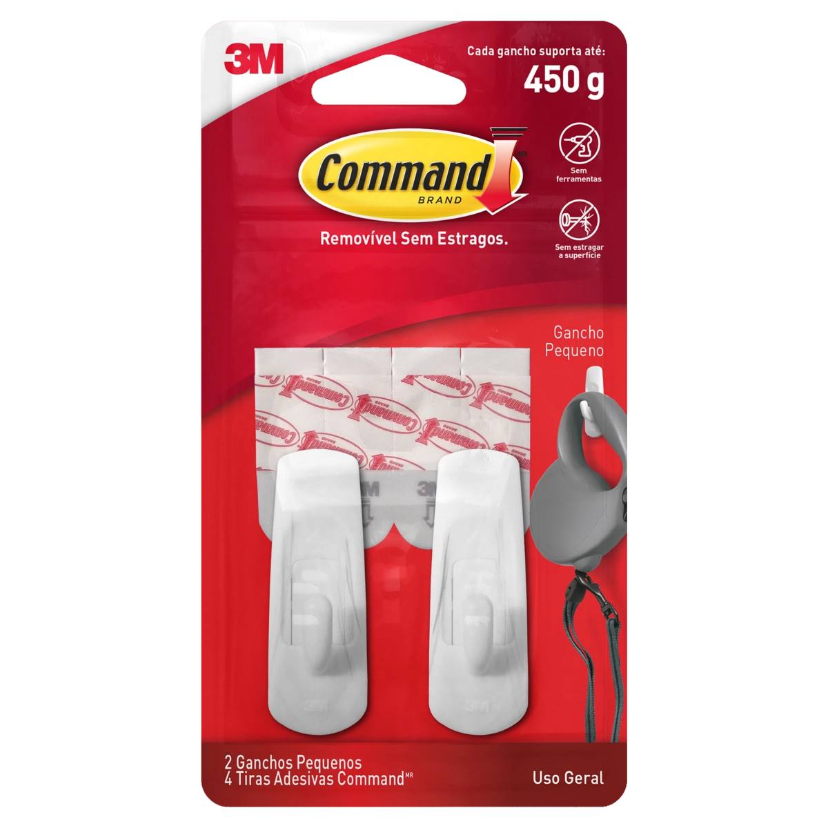 Gancho Adesivo Command Branco Pequeno ATE 450G 3M 2 Unidades