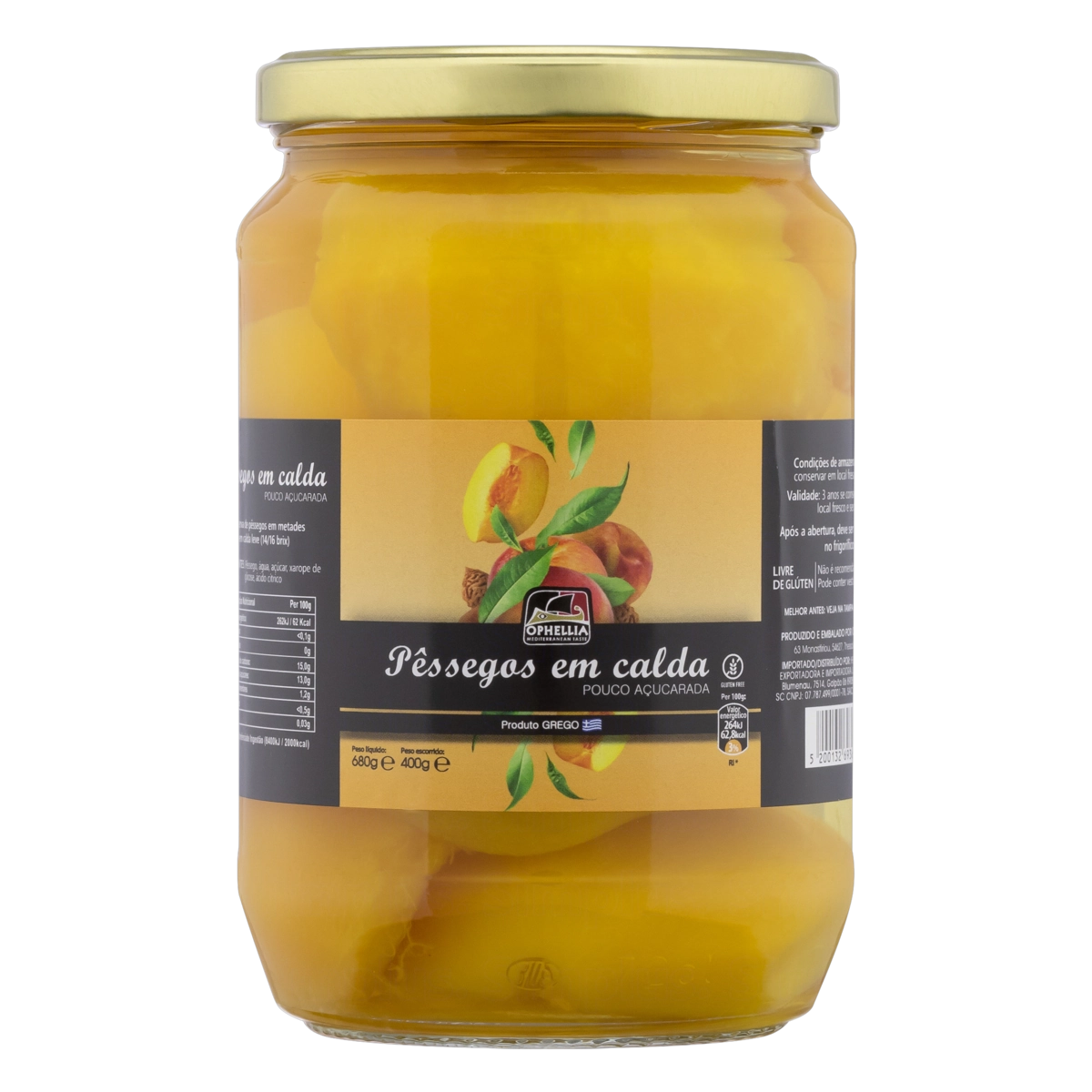 Pêssego Em Calda Metades Ophellia Vidro 400g