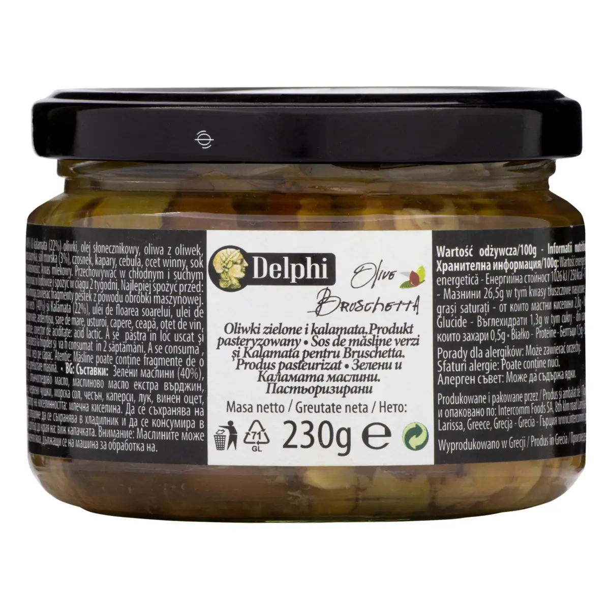 Antepasto Bruschetta Olives Delphi Vidro 230g