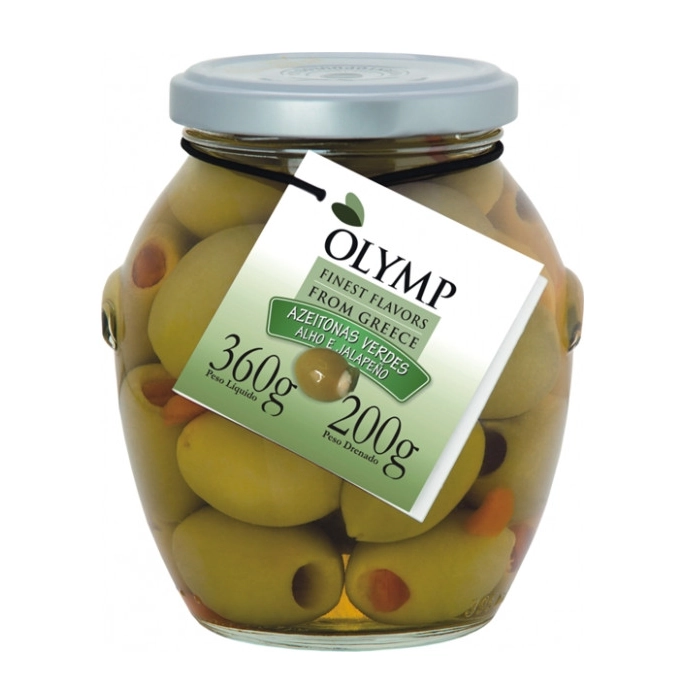Azeitonas Verdes Recheadas Com Alho E Pimenta Olymp 200g