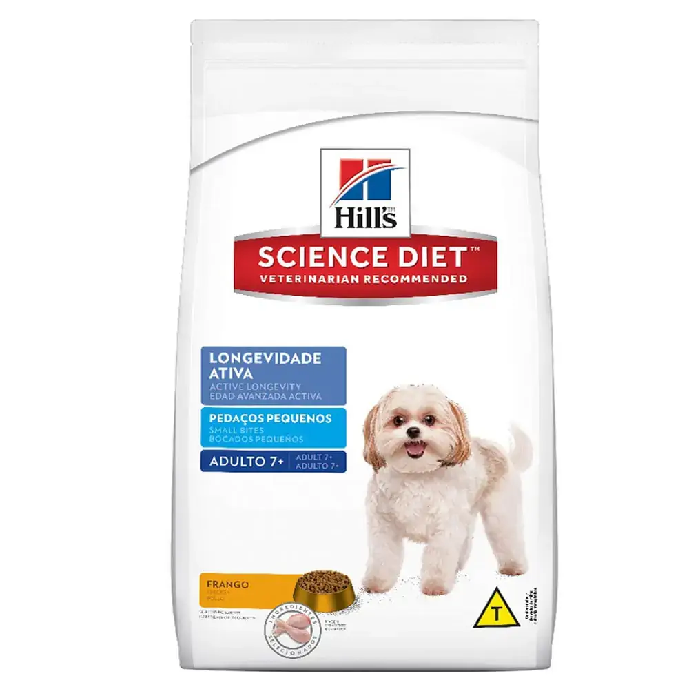 Racao Hills Caes Adultos 7 Longevidade Ativa Mature Pedacos Pequenos Frango 3 Kg