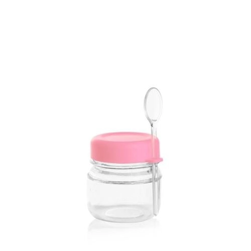 Pote Papinha C/ Colher Rosa C/10un