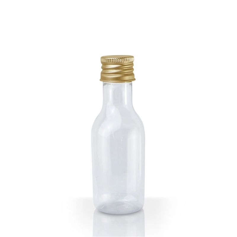 Garrafinha Pet Transp. C/ Tampa Plast. Dourado 50ml C/ 10 Und Plastbrindes