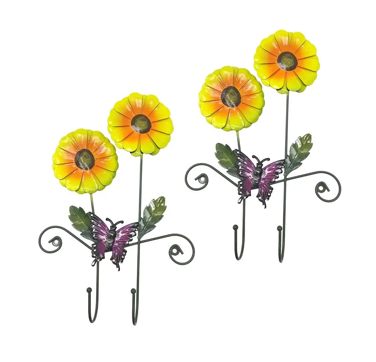Gancho De Metal Duplo Para Bone Chapeu Bolsa Enfeite Flor Amarela Pendura Com 2 (pt-c-g)