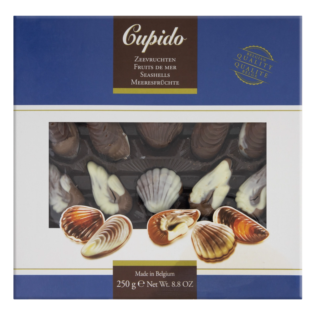 Bombom Belga Chocolate Cupido Seashells Caixa 250g