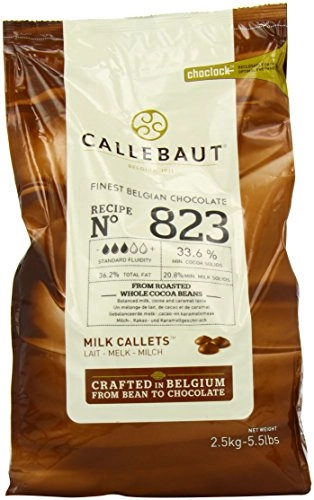 Belgian Milk Chocolate Baking Callets Chips 33.6 1 Bag, 5.5 Lbs