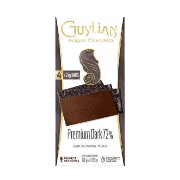 Chocolate Belga Amargo 72 Cacau Guylian Premium Caixa 100g 4 Unidades