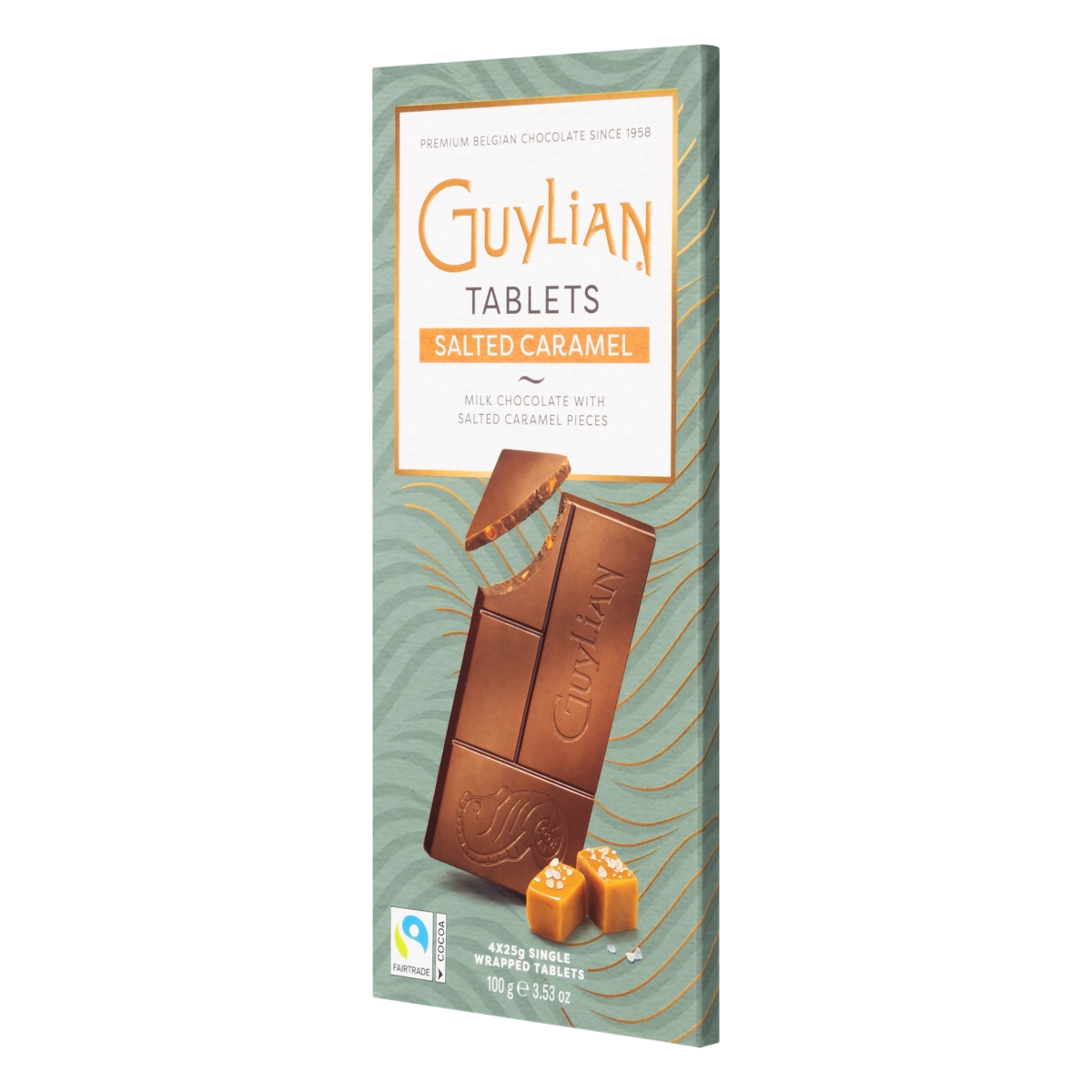 Chocolate Belga Ao Leite Com Pedaços De Caramelo Salgado Guylian Caixa 100g 4 Unidades