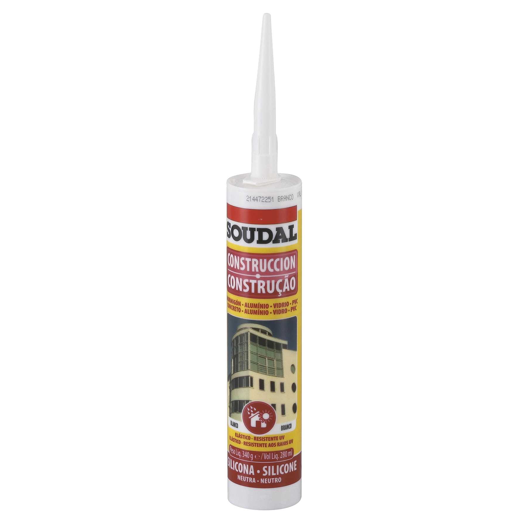 Silicone Neutro para Alvenaria, Porta e Janelas Branco Tubo 340g Soudal