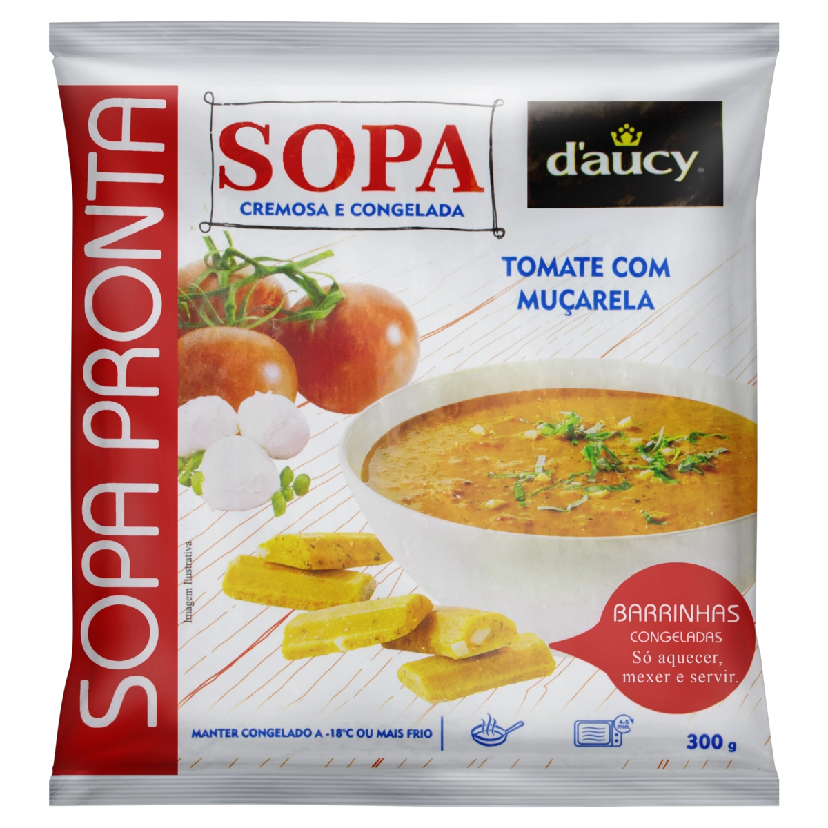 Sopa Congelada Tomate Com Muçarela Daucy Pacote 300g