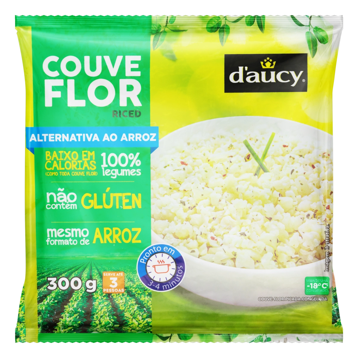Couve Flor Congelada Formato De Arroz Daucy Pacote 300g